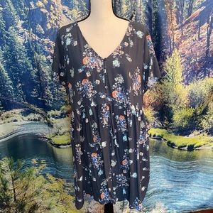A.N.A. Blue Floral Babydoll Dress